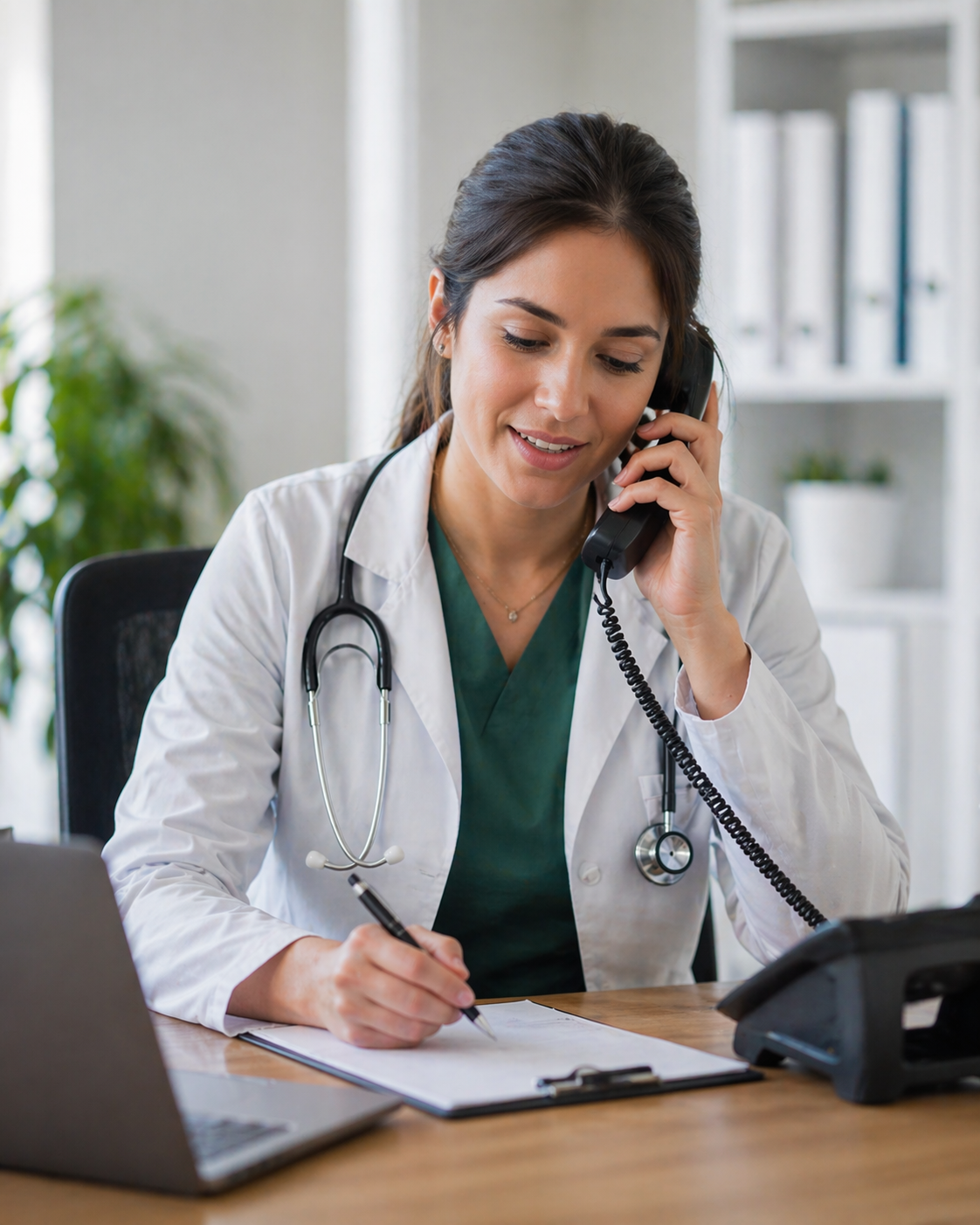 Persona realizando una consulta médica por teléfono